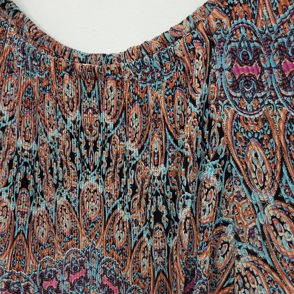 Rose & Olive Womens Adjustable Scoop Neck Artsy Crinkle Top Size 1X Multicolor - Picture 2 of 11